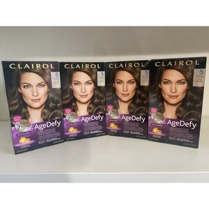 Lot Of 4 Clairol Age Defy Permanent Hair Color #5 MEDIUM BROWN SEALED Boxes